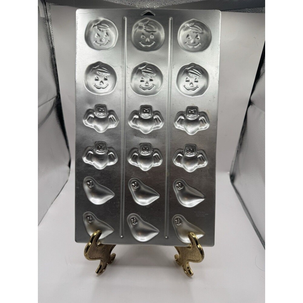 Vintage Two Amscan Halloween Metal Cookie Pan Mold Tray Press Sheets